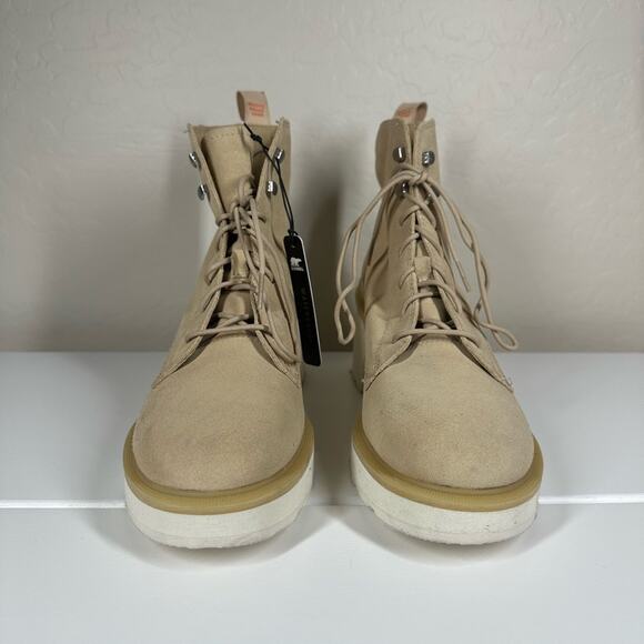 Sorel Hi-Line Waterproof Lace-Up Leather Suede Boots Chunky Heel Tan Sz 11 - Picture 5 of 14